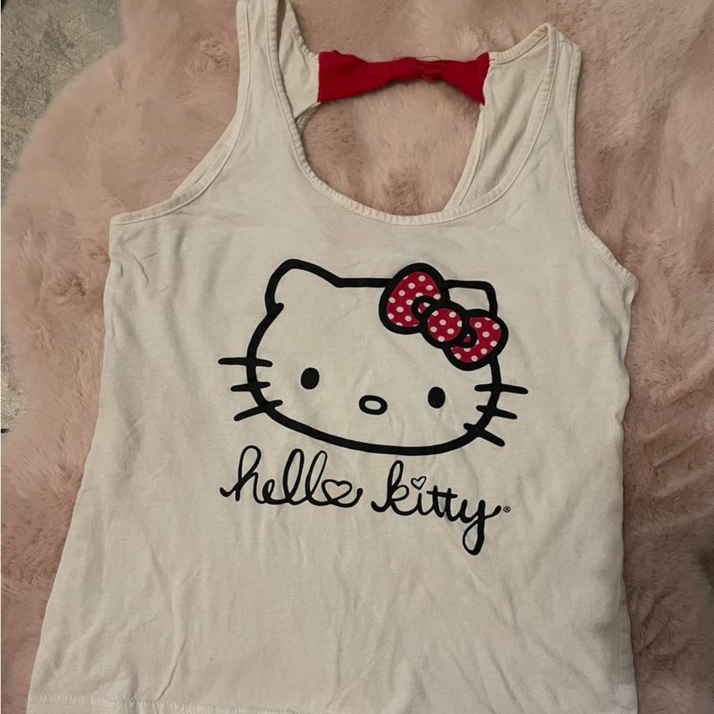 Hello Kitty Tank Top in White with Red Bow